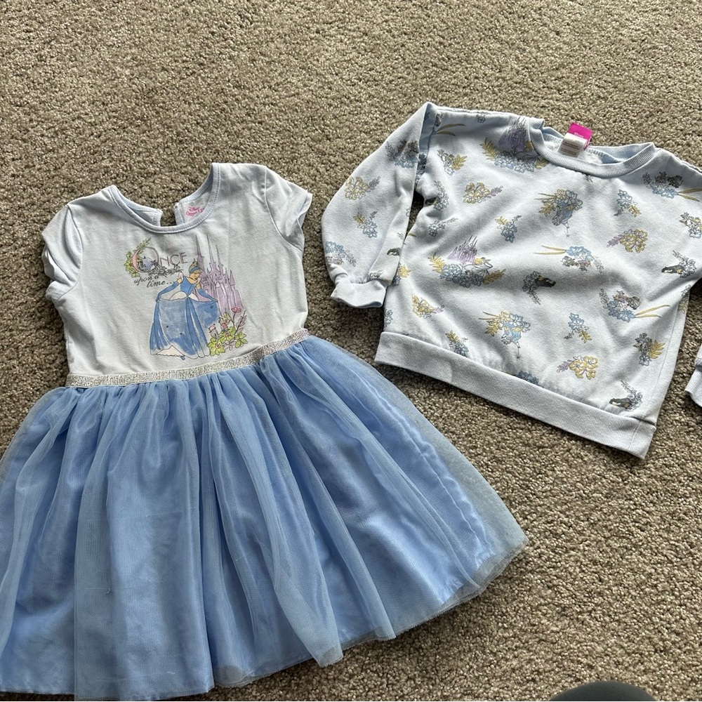 Disney Cinderella, Blue Tulle Dress and Printed Sweatshirt Set, 5T